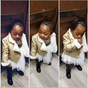 Girl Leather Gold Jacket